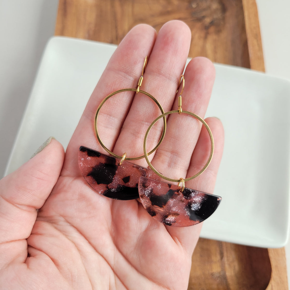 Reese Earrings - Pink Glitter Tortoise