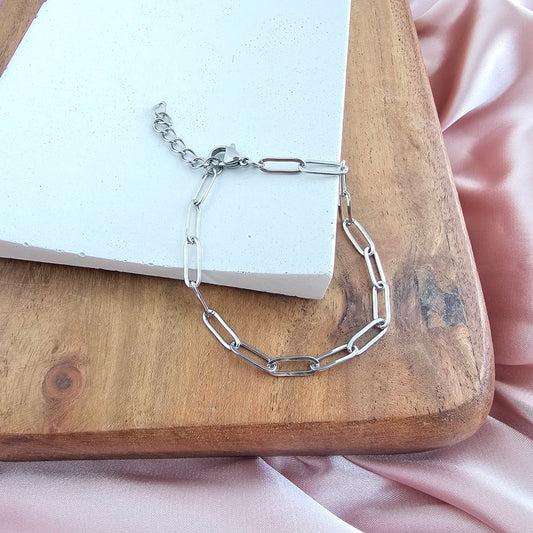 Luxe Paper Clip Bracelet - Silver