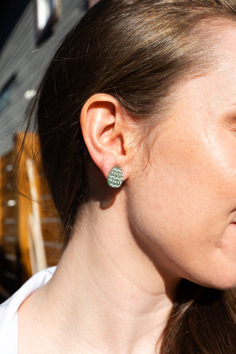 Easter Egg Studs - Pastel Green Glitter